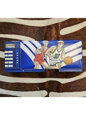 Vintage 1989 Sanrio Pop Up Pencil Box Case Compartment Blue Basketball